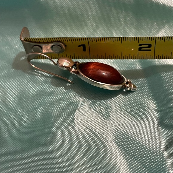 DTR Jay King Sterling Silver 925 Tiger Eye and MOP Dangle Drop Earrings - Picture 4 of 7